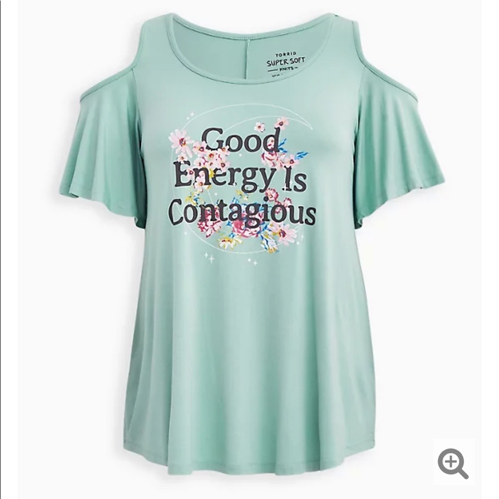 Torrid Super Soft Green Cold Shoulder Tee 6X